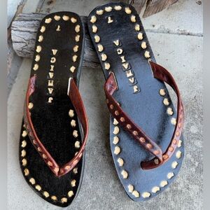 Jamaica Artisanal Brown Leather Sandals NWOT Sz-7. I